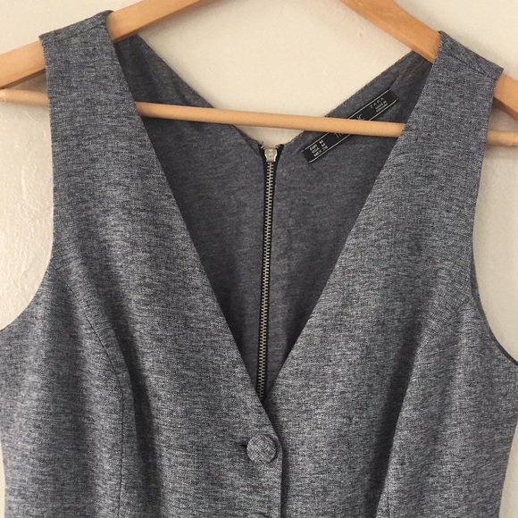 Zara Gray Front Button Down Sleeveless Mini Dress - Picture 2 of 12
